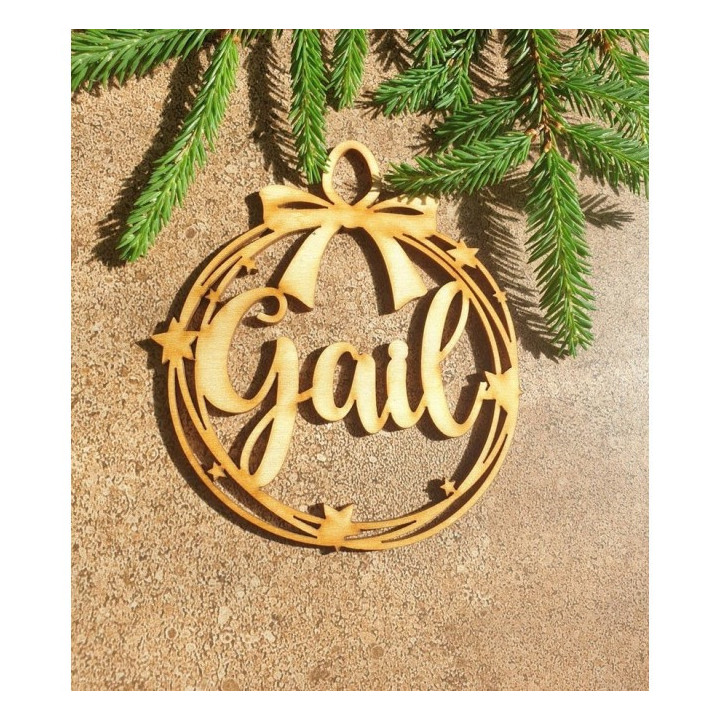 Bola de Navidad de Madera Personalizada con Nombre – Decoración Navideña Única