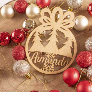 Bola de Navidad personalizada con nombre y árboles | Decoración navideña elegante