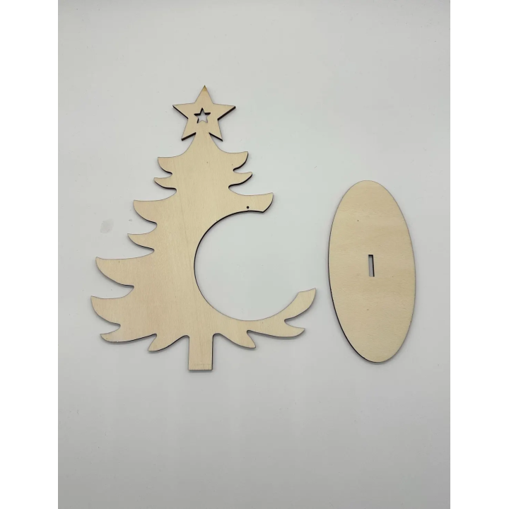Arbolito porta bola desmontable de madera – Soporte navideño compacto