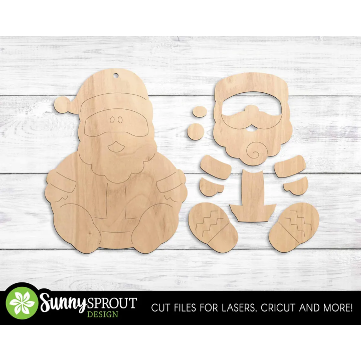 Muñeco Papá Noel de madera para montar y pintar | Decoración navideña