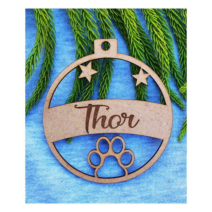 Bola de Navidad Personalizada para Mascotas con Nombre y Huella – Adorno Árbol Original